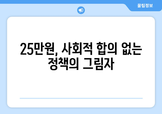 25만원 지원금: 정치적 갈등의 원천인가 국민 화합의 기반인가?