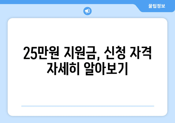 25만원 민생 지원금 신청 대상 및 자격