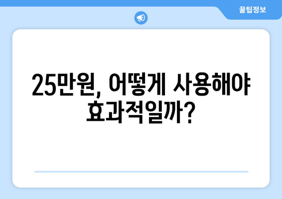 25만원 민생 지원금: 고통을 덜어주는 희망의 샘