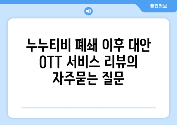 누누티비 폐쇄 이후 대안 OTT 서비스 리뷰