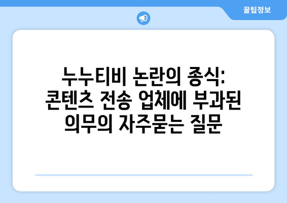 누누티비 논란의 종식: 콘텐츠 전송 업체에 부과된 의무