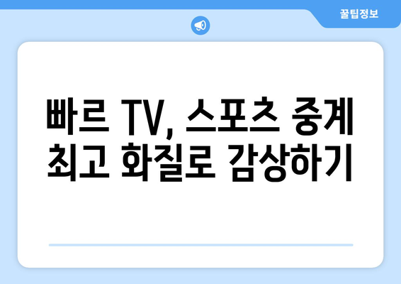 빠르 TV에서 스포츠 중계를 보는 꿀팁 공개