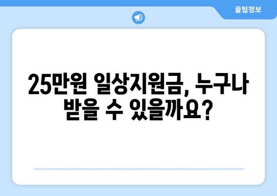 일상지원금 신청 가이드: 전국민 25만원 민생회복지원금