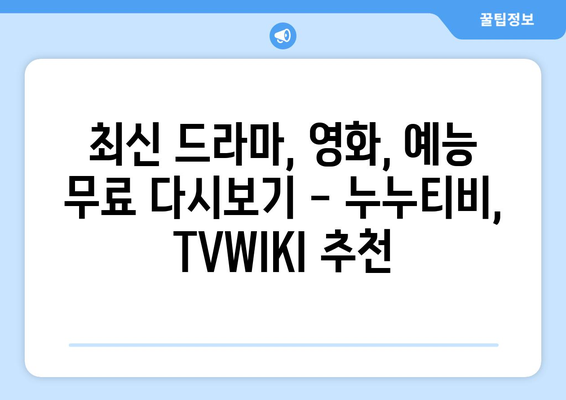 누누티비, TVWIKI 등 무료 다시보기 서비스 여기로!