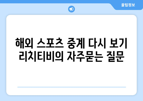 해외 스포츠 중계 다시 보기 리치티비