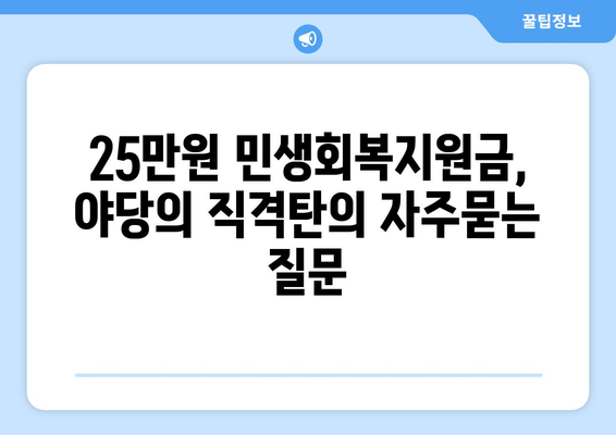 25만원 민생회복지원금, 야당의 직격탄