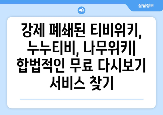 티비위키, 누누티비, 나무위키: 강제 폐쇄 후 무료 다시 보기 방법