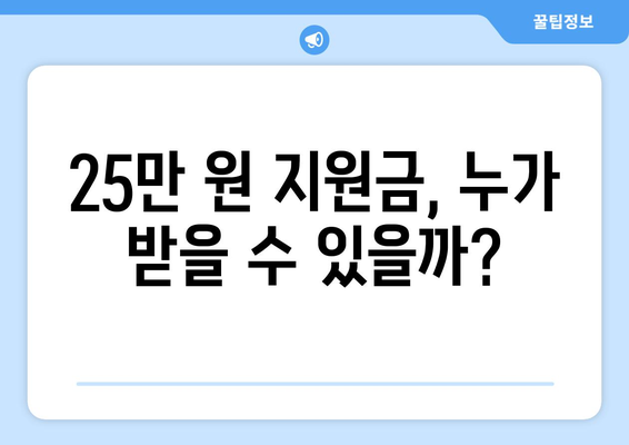 25만 원 지원금이 뭐길래? 이해하는 방법