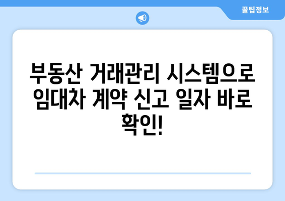 주택 임대차 계약 신고 일자 확인: 부동산 거래관리 시스템 팁