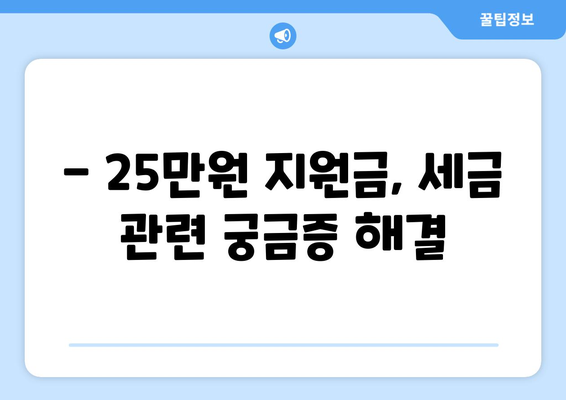 25만원 민생 지원금 지급 후 과세 방법