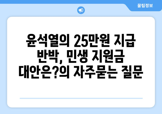 윤석열의 25만원 지급 반박, 민생 지원금 대안은?