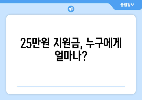 1인당 25만 원 지원금 지급으로 민생 회복