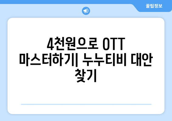 누누티비 없는 시대, 한달 4천원으로 OTT 시청하기