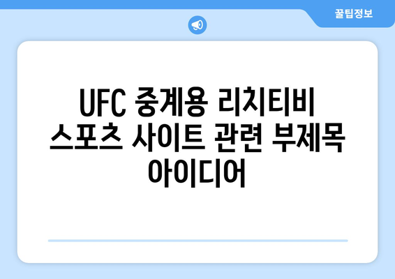 UFC 중계용 리치티비 스포츠 사이트