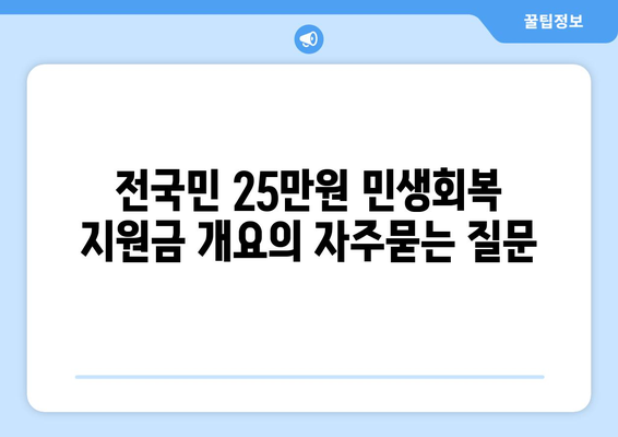 전국민 25만원 민생회복 지원금 개요