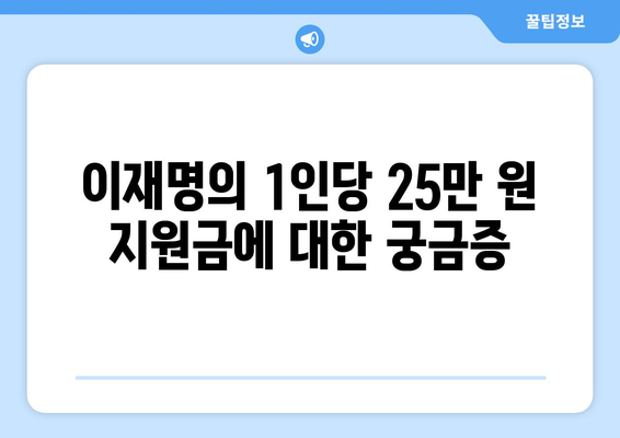 이재명의 1인당 25만 원 지원금: 매표 행위인가?