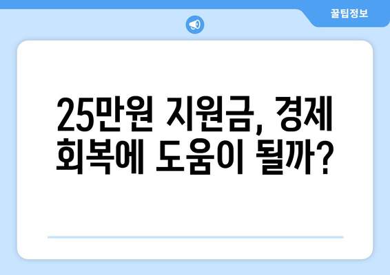 25만원 민생 지원금: 고통을 덜어주는 희망의 샘