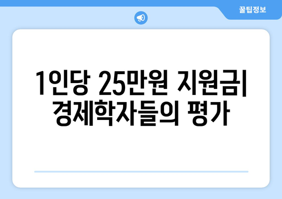 1인당 25만원 지원금: 경제학자들의 평가