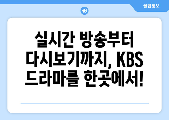 KBS 드라마 무료 다시보기, 실시간 시청까지