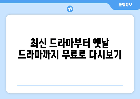 **드라마 다시보기 무료 사이트 탑 10**