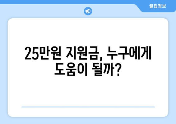 25만 원 민생 복지 지원금 충당: 화폐 가치 하락 우려