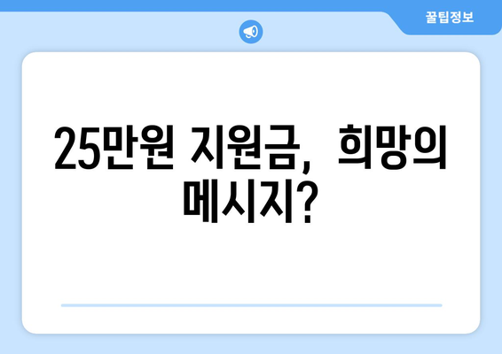 1인당 25만 원 지원금 지급으로 민생 회복