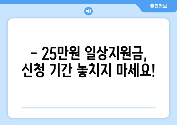 25만원 일상지원금 신청 안내