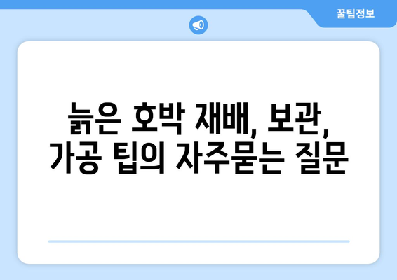 늙은 호박 재배, 보관, 가공 팁