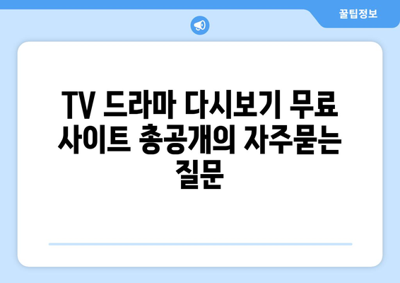 TV 드라마 다시보기 무료 사이트 총공개