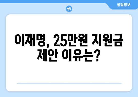 이재명 25만원 민생회복 지원금 지급 제안, 매표 행위 의혹 반박