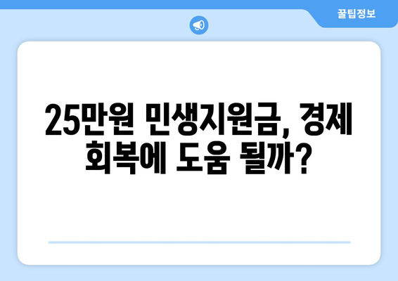 코로나19로 어려워진 가계 지원: 25만원 민생지원금