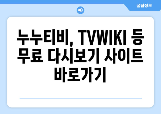 누누티비, TVWIKI 등 무료 다시보기 서비스 여기로!