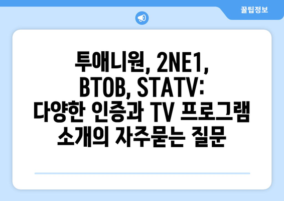 투애니원, 2NE1, BTOB, STATV: 다양한 인증과 TV 프로그램 소개