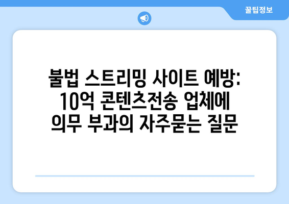 불법 스트리밍 사이트 예방: 10억 콘텐츠전송 업체에 의무 부과