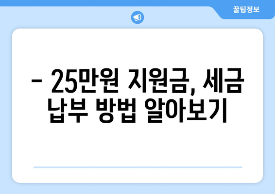 25만원 민생 지원금 지급 후 과세 방법