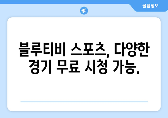 블루티비 스포츠 무료 중계 사이트