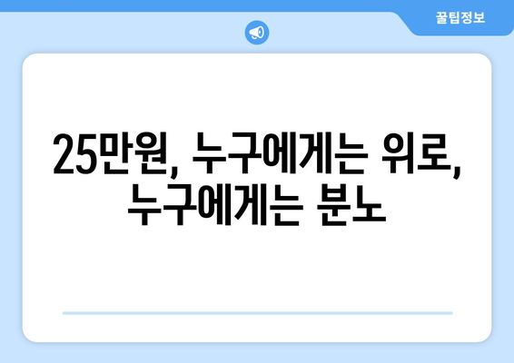 25만원 지원금: 정치적 갈등의 원천인가 국민 화합의 기반인가?