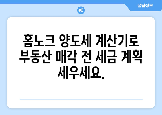 홈노크 양도세 계산기: 부동산 양도소득세 간편하게 산정하기