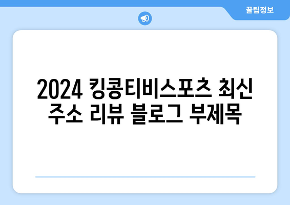 2024 킹콩티비스포츠 최신 주소 리뷰