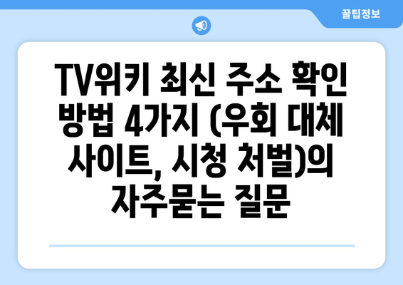 TV위키 최신 주소 확인 방법 4가지 (우회 대체 사이트, 시청 처벌)