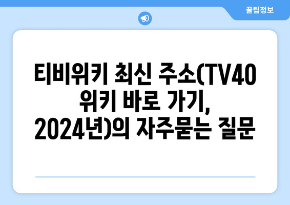 티비위키 최신 주소(TV40 위키 바로 가기, 2024년)