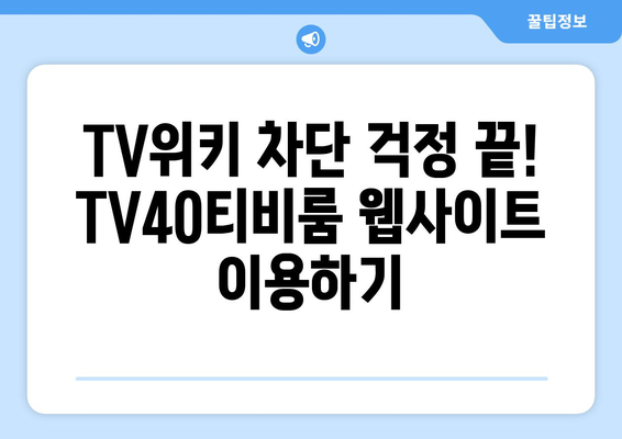 TV위키 우회 방법: 애플리케이션과 tv40티비룸 웹사이트