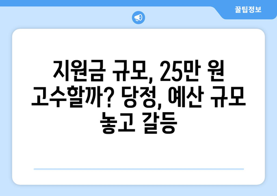 25만 원 지원금 충돌, 당정의 이견 충돌