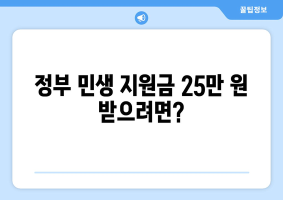 정부 민생 지원금 25만 원 신청 방법 및 자격