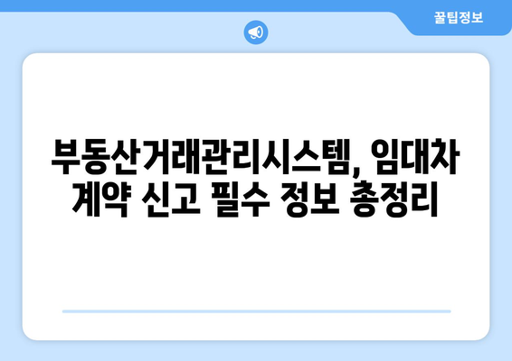 주택 임대차 계약 신고 꿀팁: 부동산거래관리시스템 활용 가이드