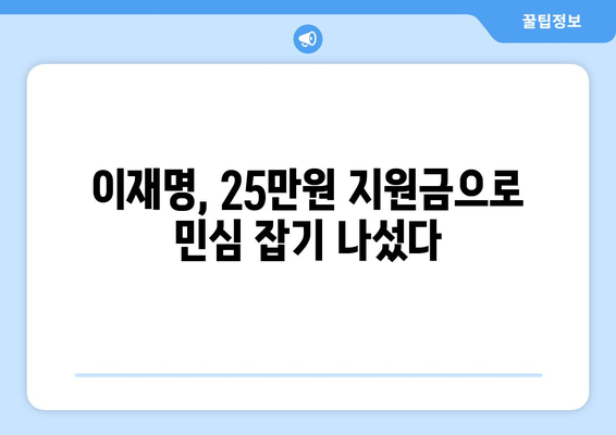 이재명 25만원 민생 지원금, 선거 보따리?