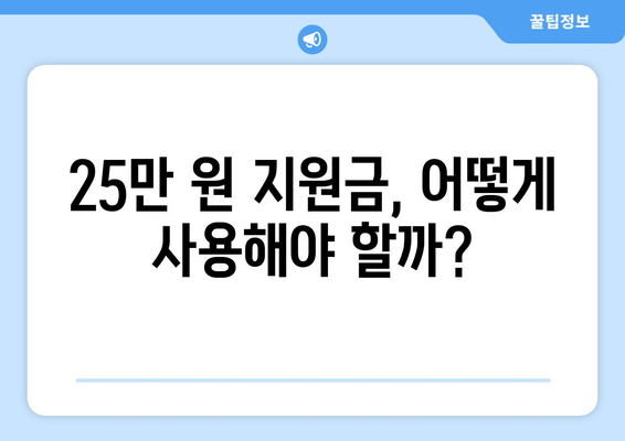 25만 원 지원금이 뭐길래? 이해하는 방법