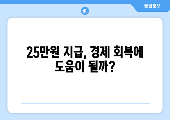 25만원 특별지급금으로 경제 회복 지원하기