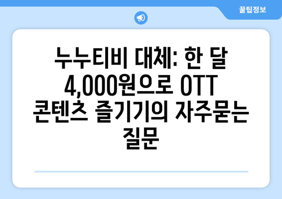 누누티비 대체: 한 달 4,000원으로 OTT 콘텐츠 즐기기