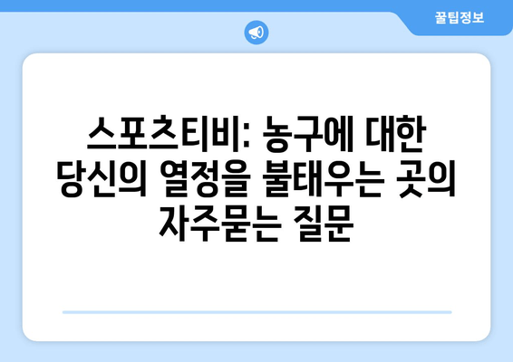 스포츠티비: 농구에 대한 당신의 열정을 불태우는 곳